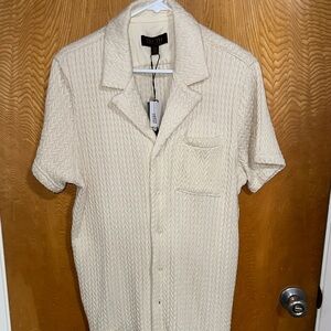 Truth Men's Textured Cream Button Down Shirt